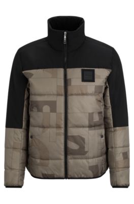 BOSS - Regular-fit water-repellent padded jacket in mixed 