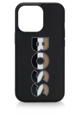 BOSS - Leather-covered iPhone 13 Pro case with signature-stripe logo