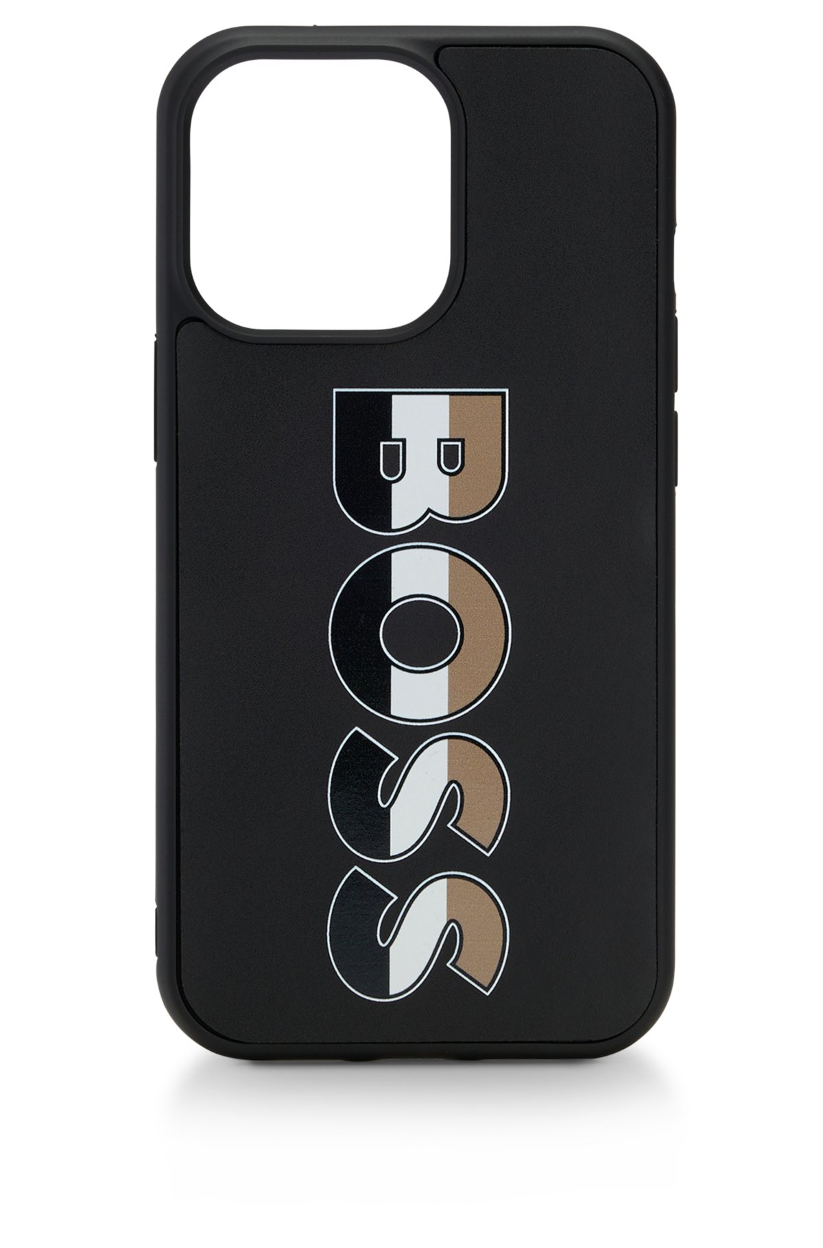 BOSS - Leather-covered iPhone 13 Pro case with signature-stripe logo