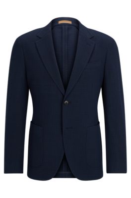 Shop Hugo Boss Slim-fit Jacket In A Performance-stretch Wool Blend In Light Blue