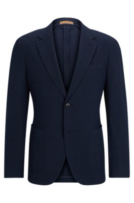 Hugo Boss Slim-fit Jacket In A Performance-stretch Wool Blend In Light Blue