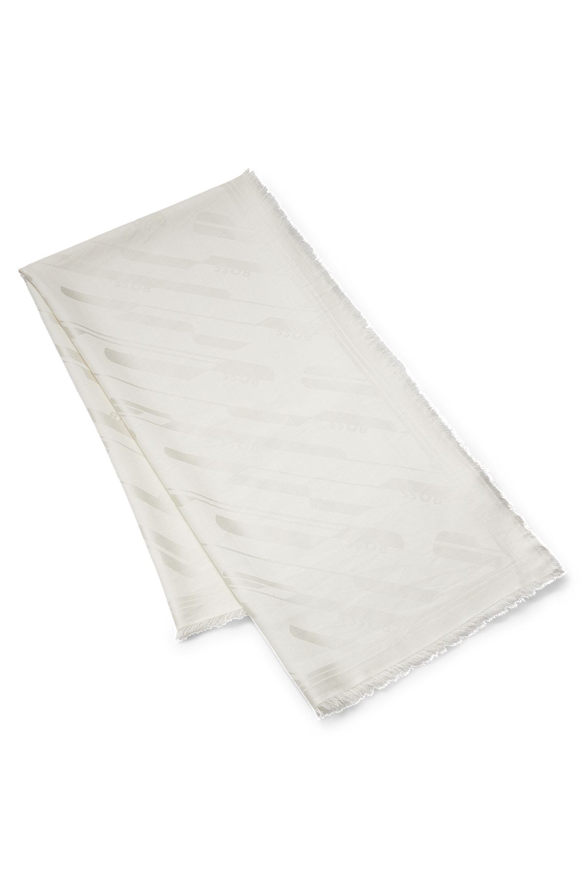 Foulard carré en modal et laine avec motif jacquard emblématique, Blanc