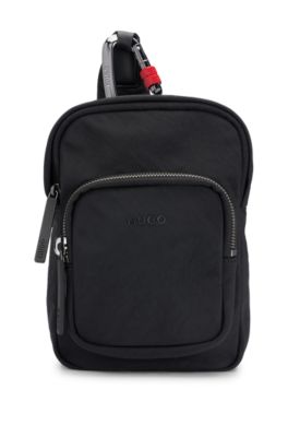 Hugo Reporter Bag With Carabiner Hook And Branded Strap In Black