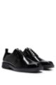 Derby shoes in brush-off leather with squared toe, Black
