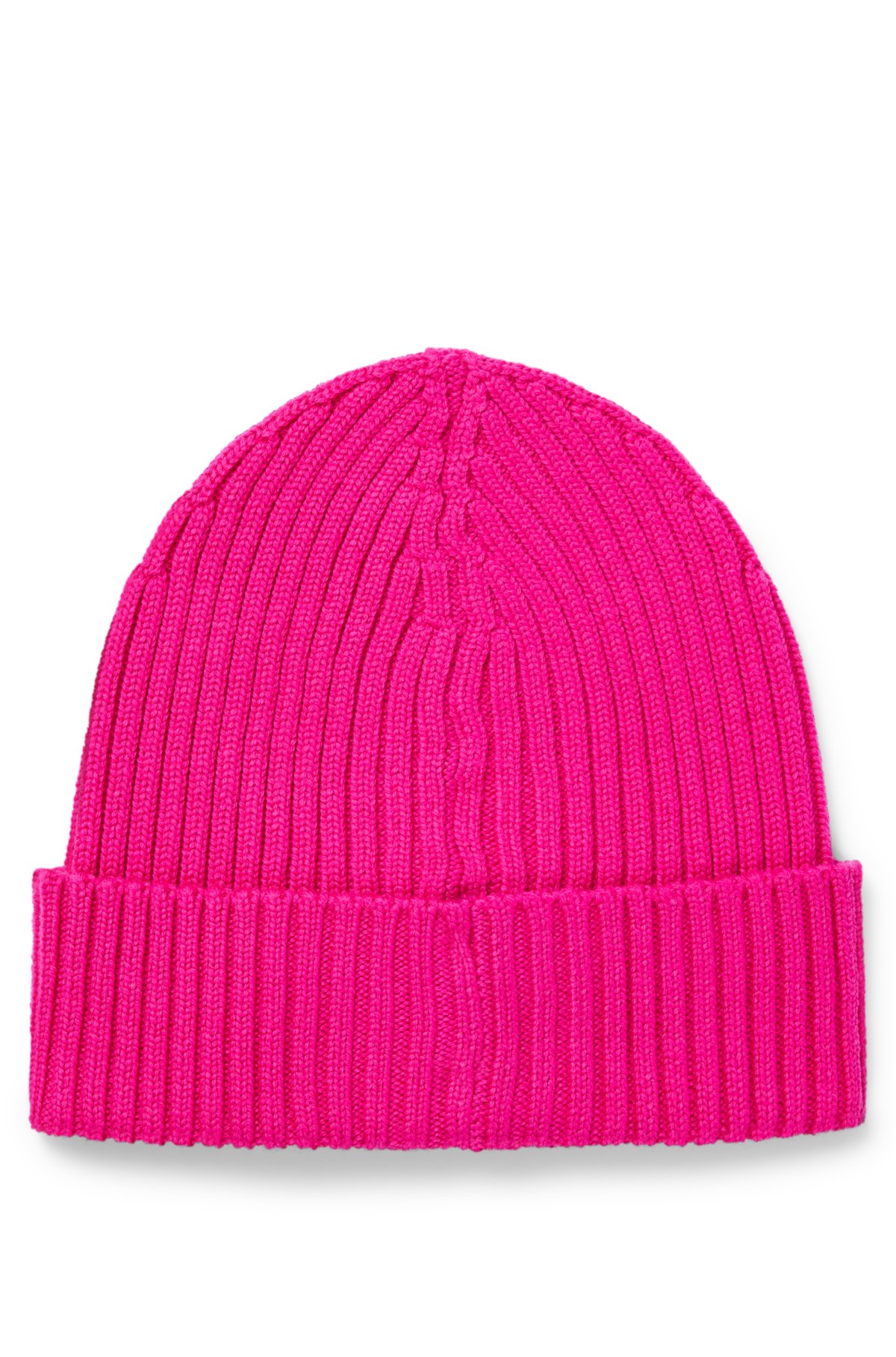 hat virgin BOSS wool - Logo-embroidered in rib-knit beanie