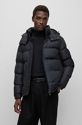 BOSS - Hooded jacket in lightweight water-repellent fabric