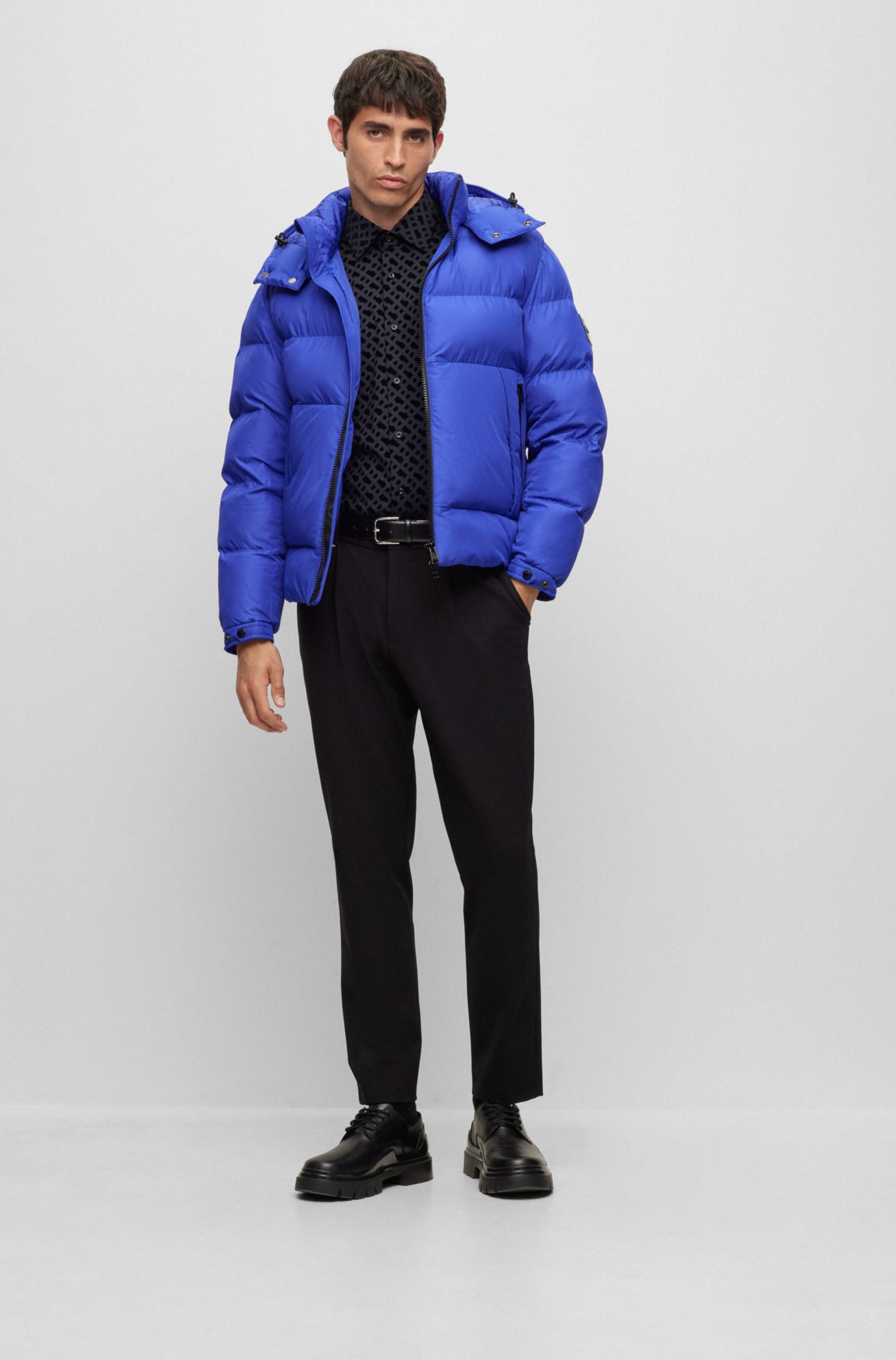 BOSS - Hooded jacket in lightweight water-repellent fabric