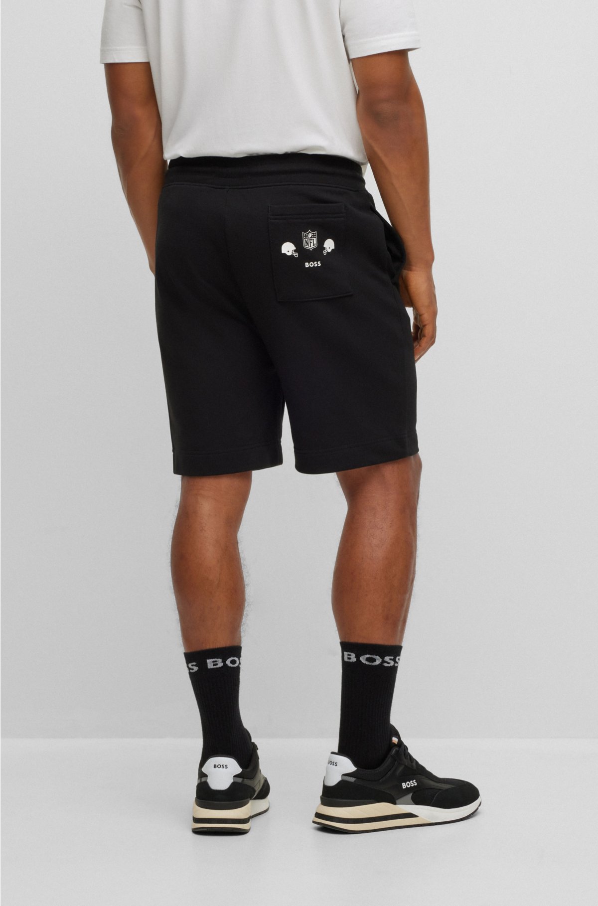 BOSS x NFL cotton-terry shorts with collaborative branding, Giants