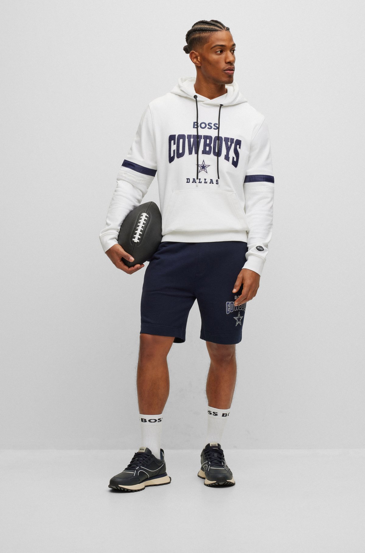 BOSS x NFL cotton-terry shorts with collaborative branding, Cowboys
