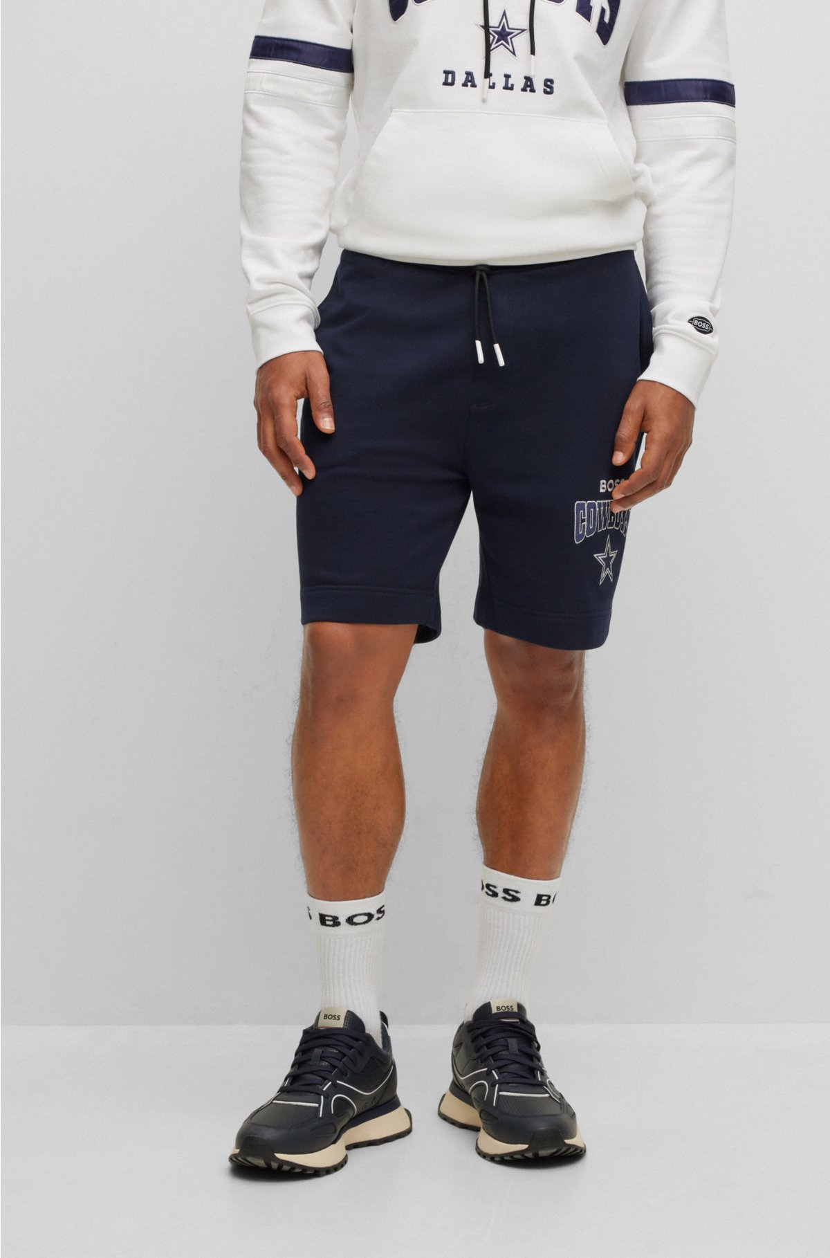 BOSS - cotton-terry BOSS collaborative NFL shorts x branding with