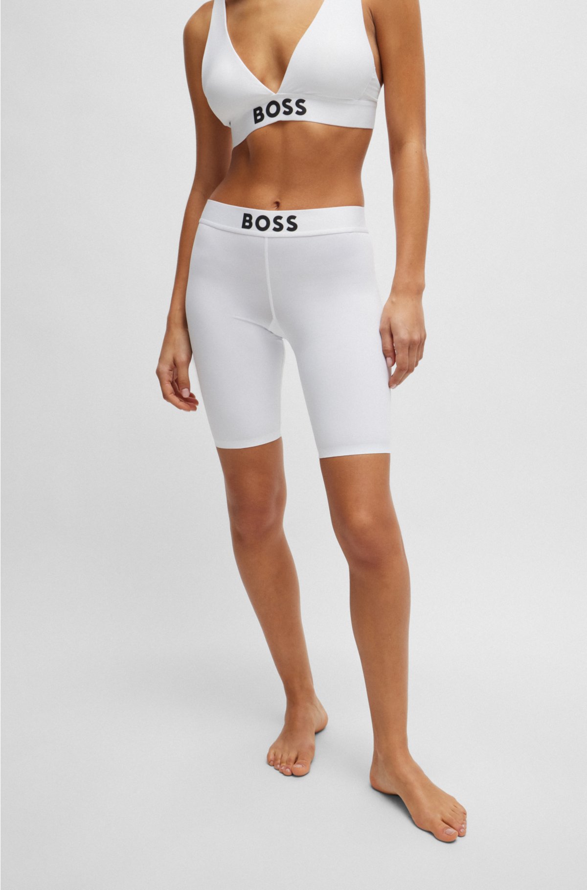 BOSS - Cycling shorts with logo waistband