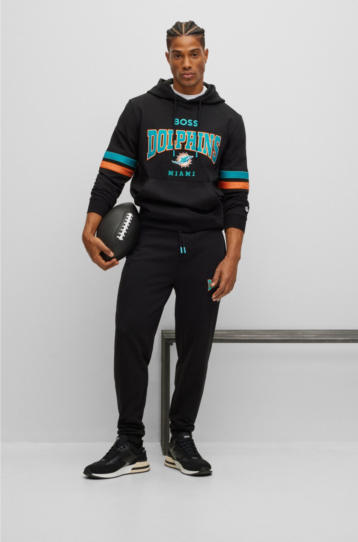 BOSS x NFL cotton-terry tracksuit bottoms with collaborative branding, Dolphins