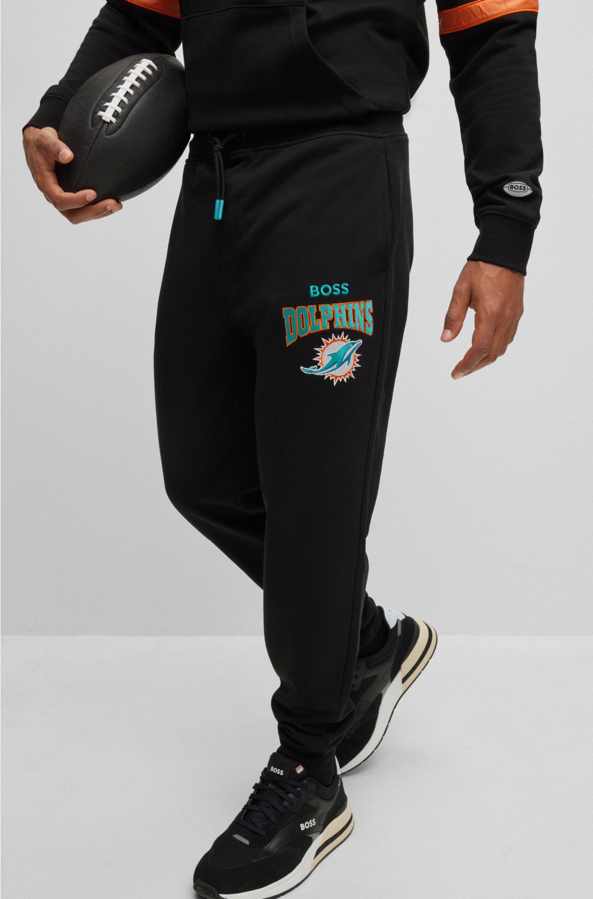 BOSS x NFL cotton-terry tracksuit bottoms with collaborative branding, Dolphins