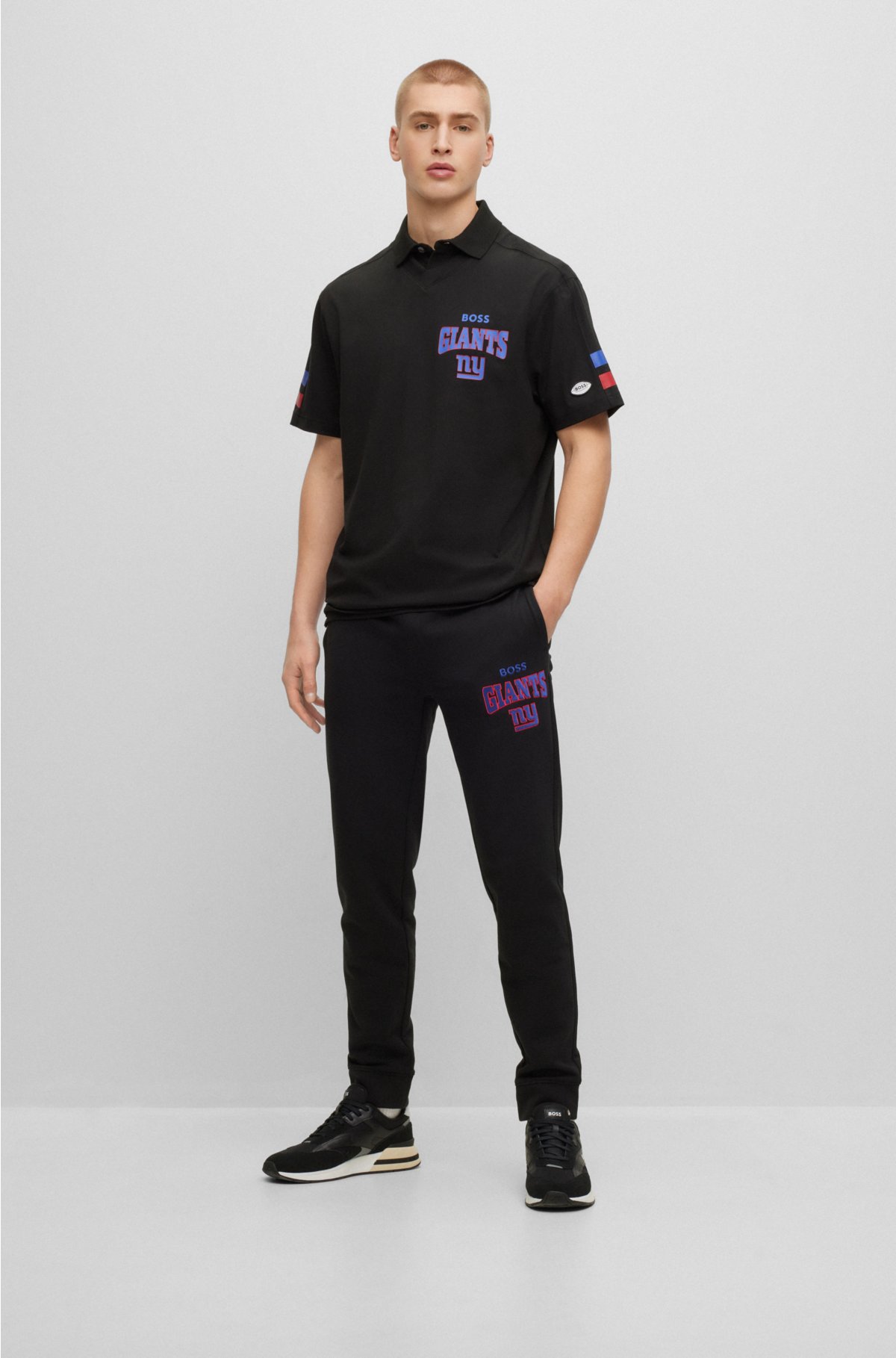 BOSS x NFL cotton-terry tracksuit bottoms with collaborative branding, Giants
