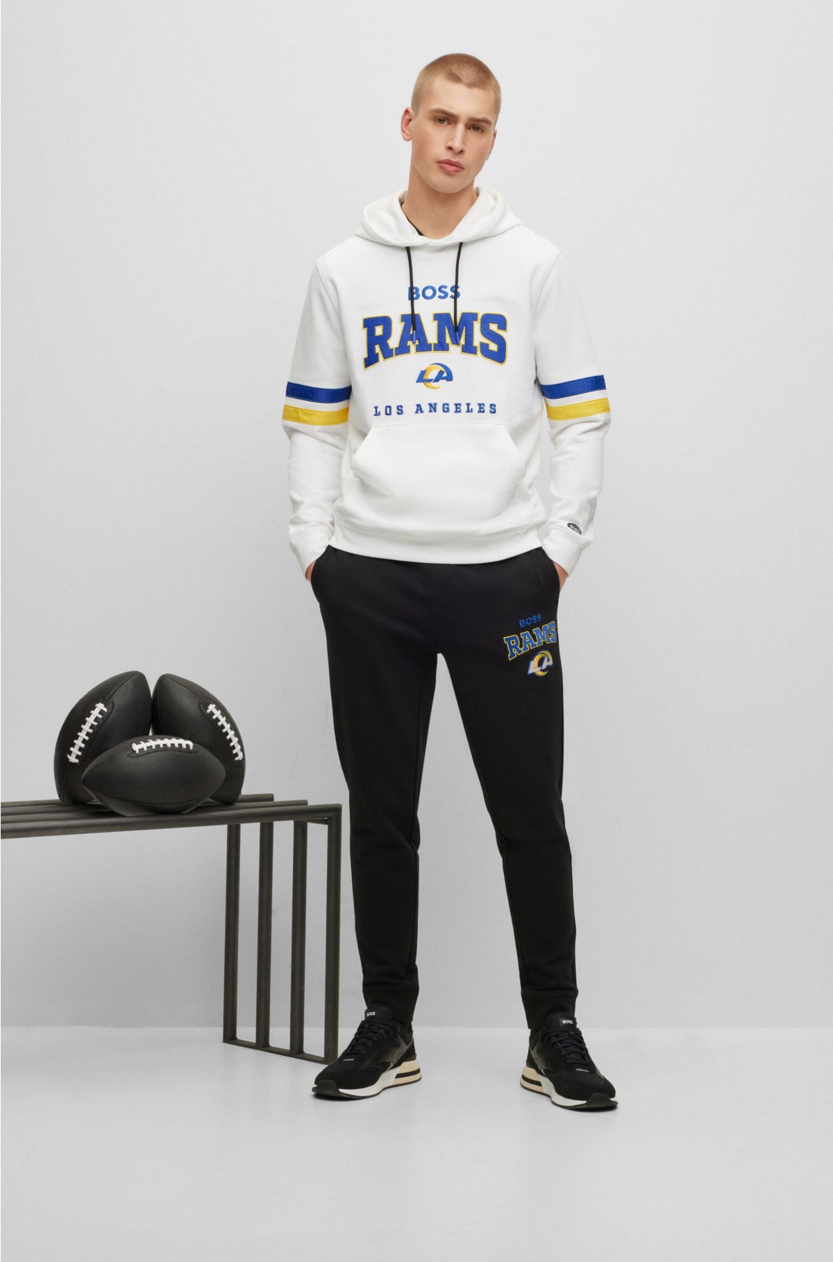 BOSS x NFL cotton-terry tracksuit bottoms with collaborative branding, Rams