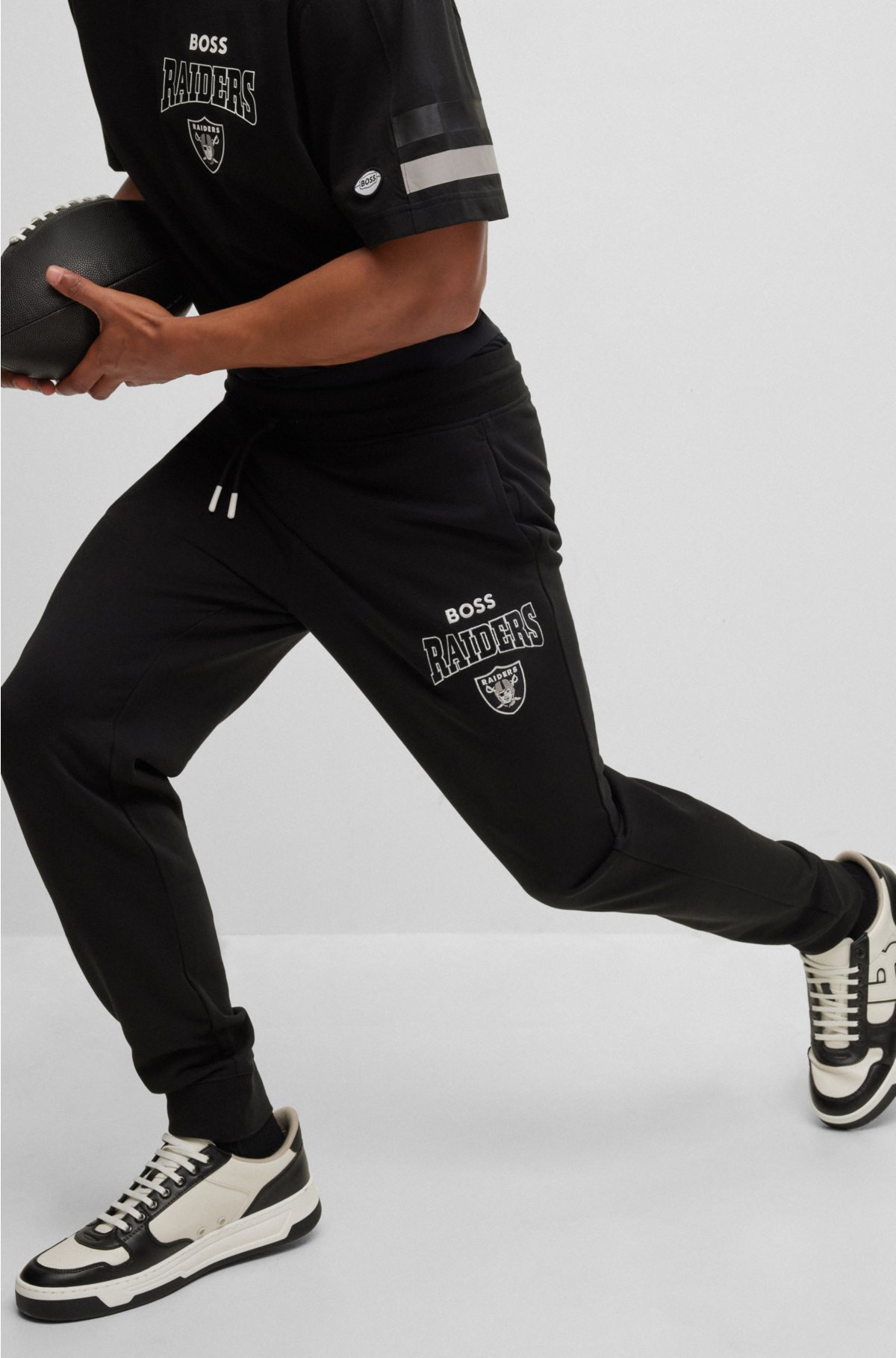 BOSS x NFL cotton-terry tracksuit bottoms with collaborative branding, Raiders
