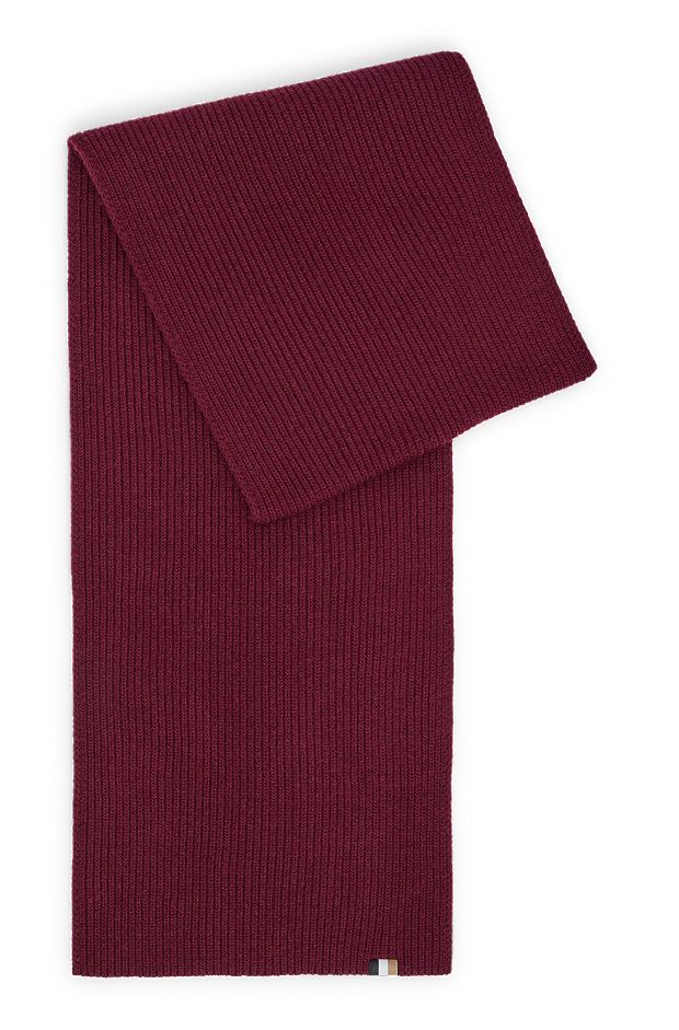 Ribbed scarf with signature-stripe flag, Light Red