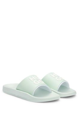 Slides with logo-branded straps, Light Green