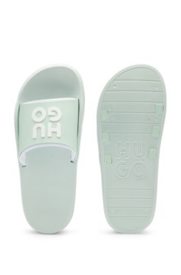 Slides with logo-branded straps, Light Green