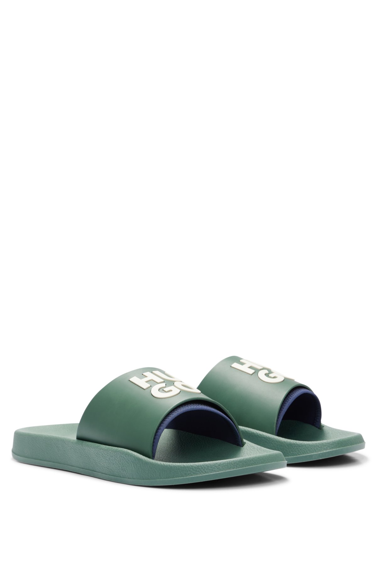Slides with logo-branded straps, Light Green