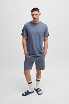 Mules &agrave; bride logot&eacute;e, Bleu fonc&eacute;