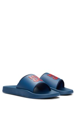 HUGO - Slides with logo-branded straps - Blue