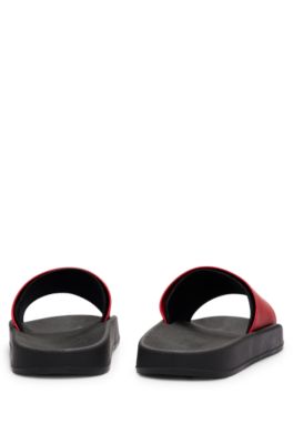 Slides with logo-branded straps, Red