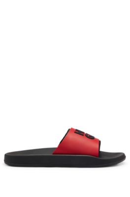 Slides with logo-branded straps, Red