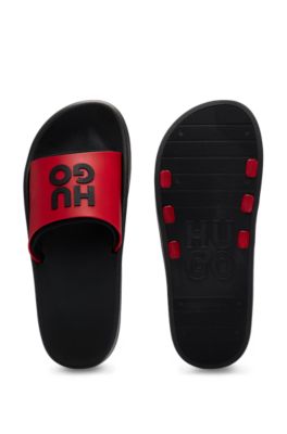 Slides with logo-branded straps, Red