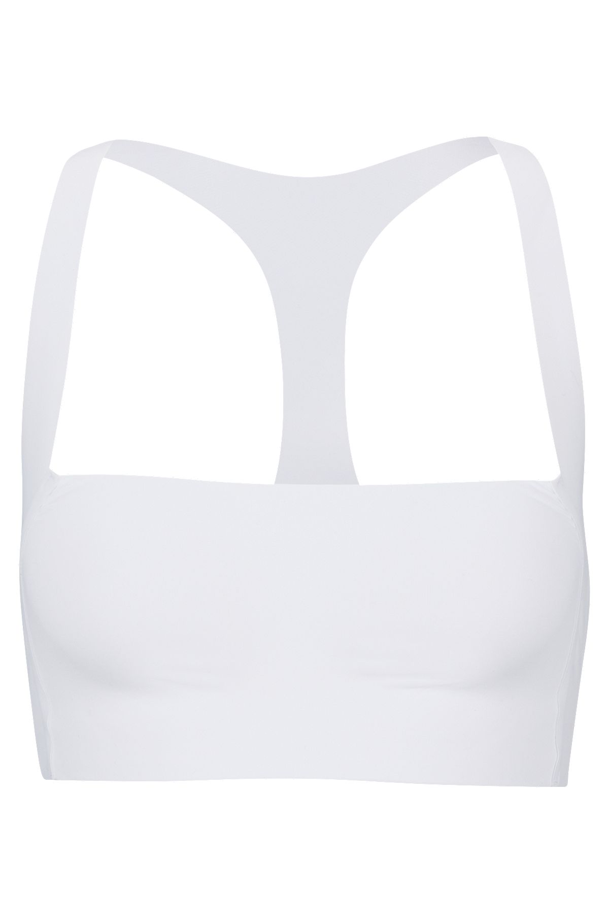 Bralette con espalda cruzada y logo en contraste, Blanco