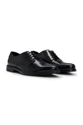 Zapatos Derby en piel de napa con logo grabado, Negro