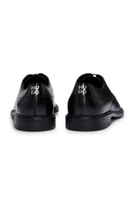 Derby shoes in nappa leather with embossed logo, Black