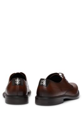 Derbies en cuir nappa &agrave; logo emboss&eacute;, Marron