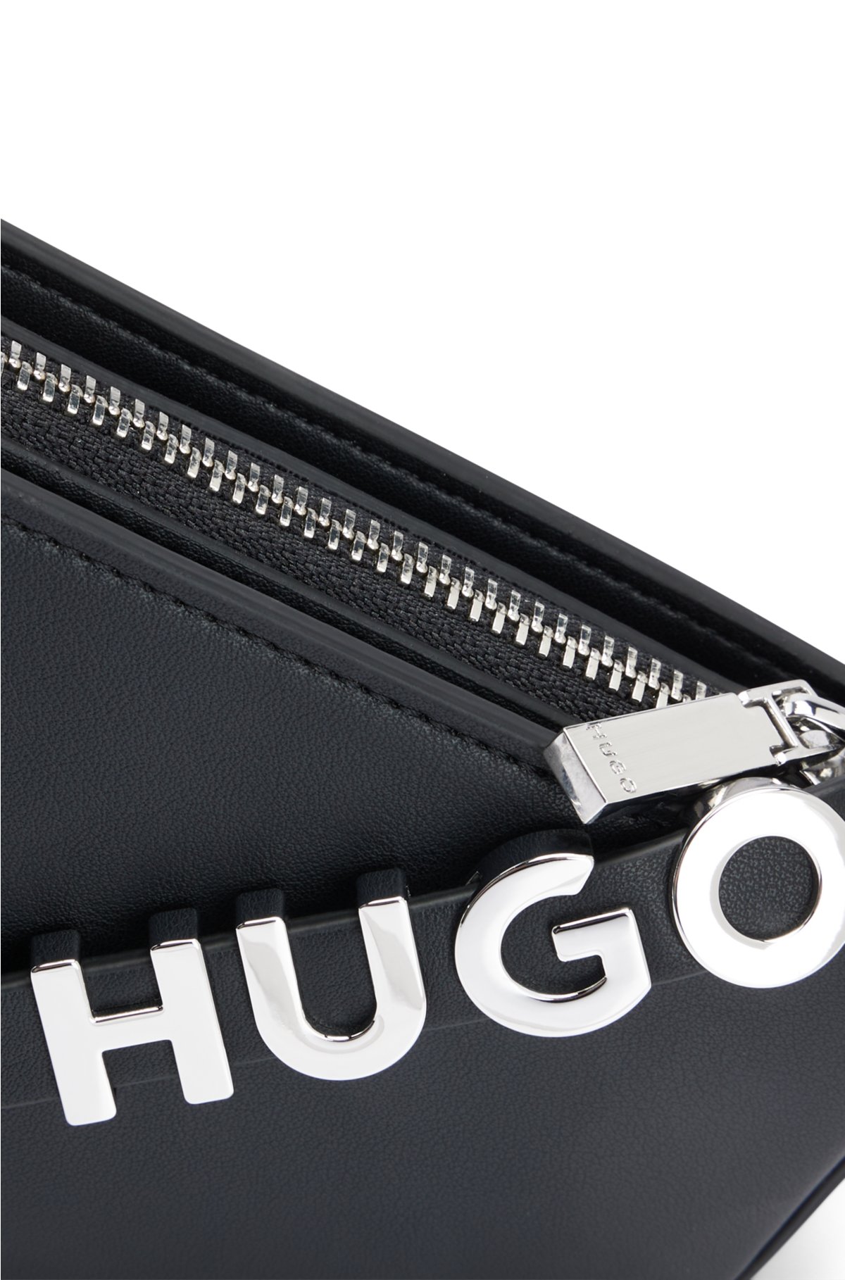 HUGO - Asymmetric faux in leather bag metallic logo shoulder with