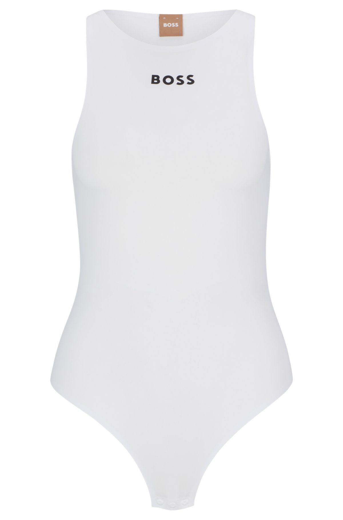 Sleeveless bodysuit with contrast logo