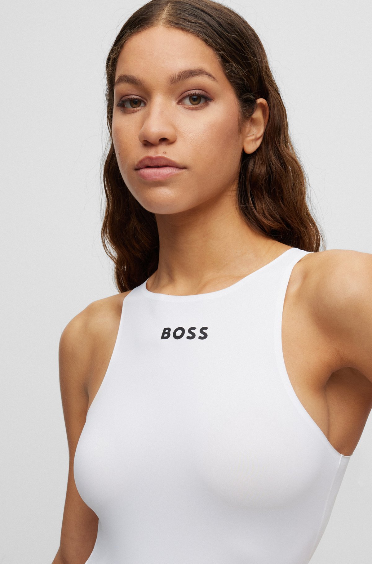 BOSS - Sleeveless bodysuit with contrast logo
