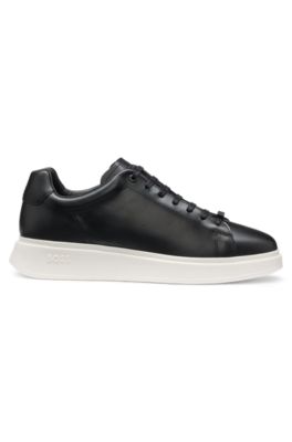Rubber-outsole trainers in leather, Black