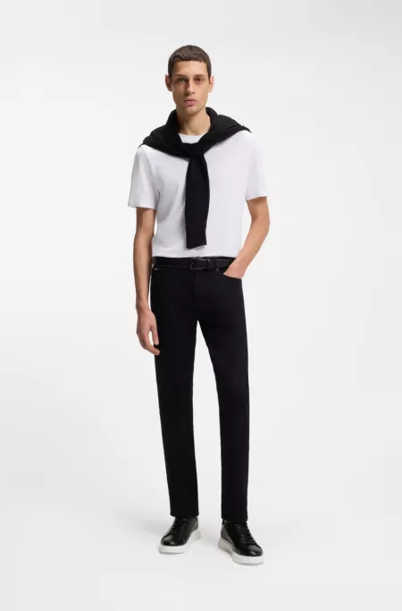 Rubber-outsole trainers in leather