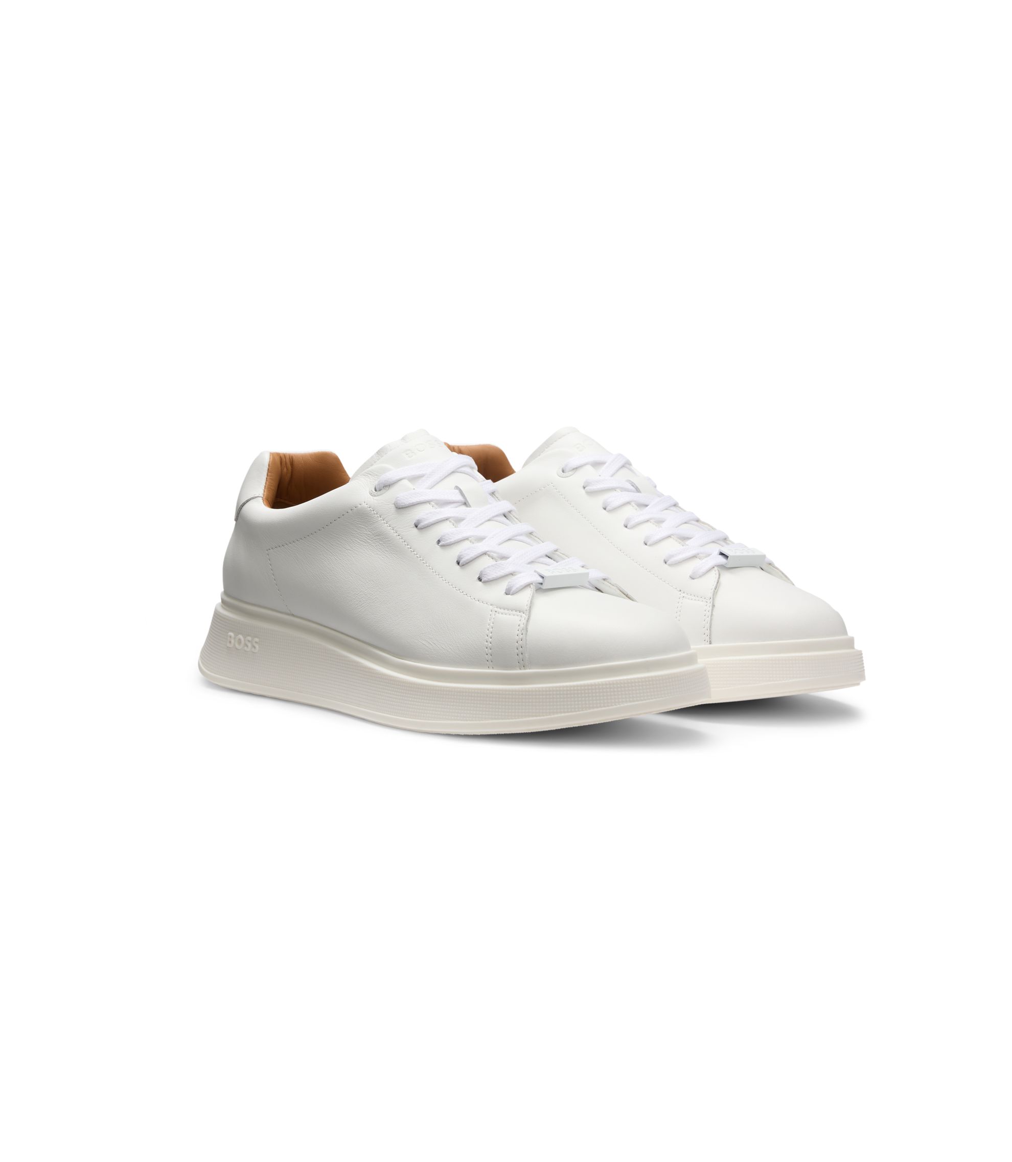 BOSS - Leather sneakers with rubber outsole - White
