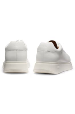 Baskets en cuir avec semelle ext&eacute;rieure en gomme, Blanc