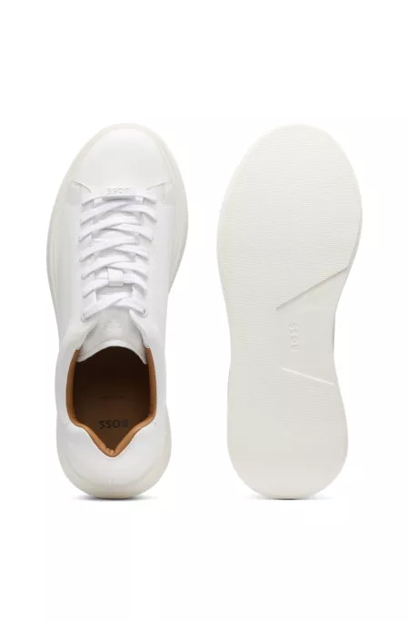 Rubber-outsole trainers in leather
