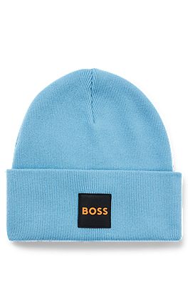 BOSS - Double-layer beanie hat with logo patch | Strickmützen