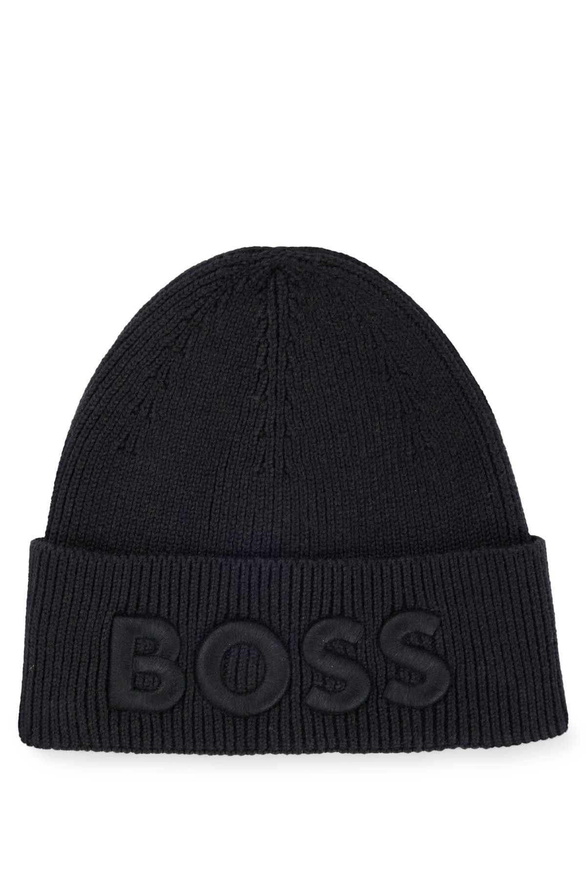 BOSS - Logo-embroidered beanie in hat wool cotton and