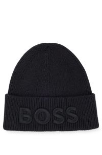 - cotton Logo-embroidered in beanie BOSS hat and wool