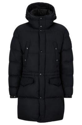 Hugo Boss Water-repellent Padded Jacket With Hood In Black