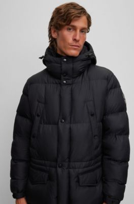 BOSS - Water-repellent padded jacket with hood - Black