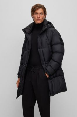 Water-repellent padded jacket with hood