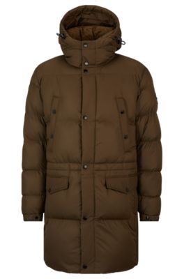 Shop Hugo Boss Water-repellent Padded Jacket With Hood In Light Green