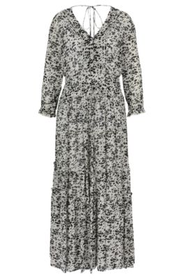 BOSS - Maxi dress with seasonal print and V-neckline