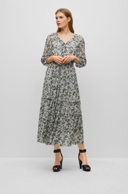 BOSS - Maxi dress with seasonal print and V-neckline